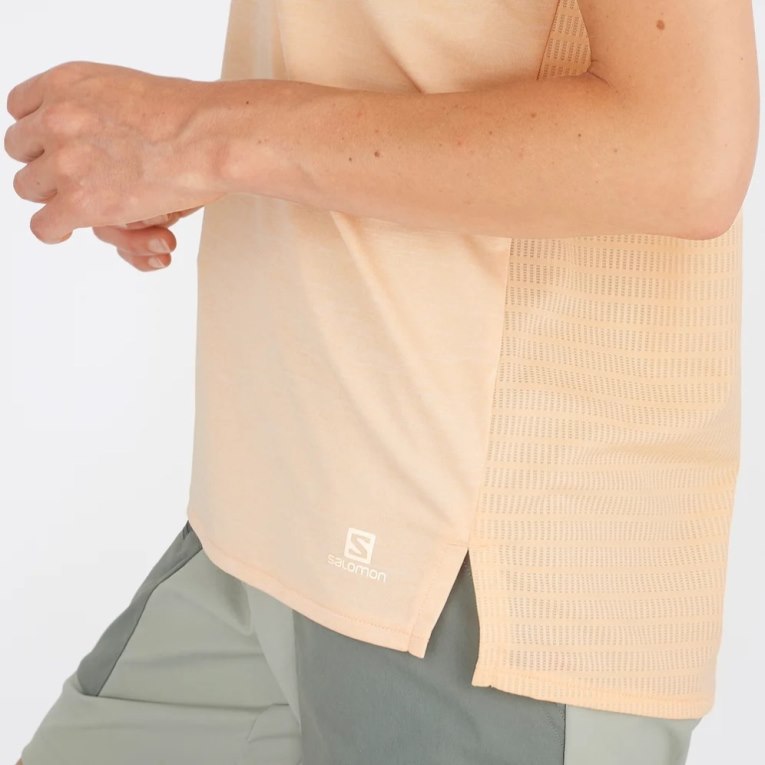 Salomon Outline Summer Short Sleeve Women's T-Shirts Apricot | CA 60W23
